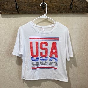 White USA Crop Top